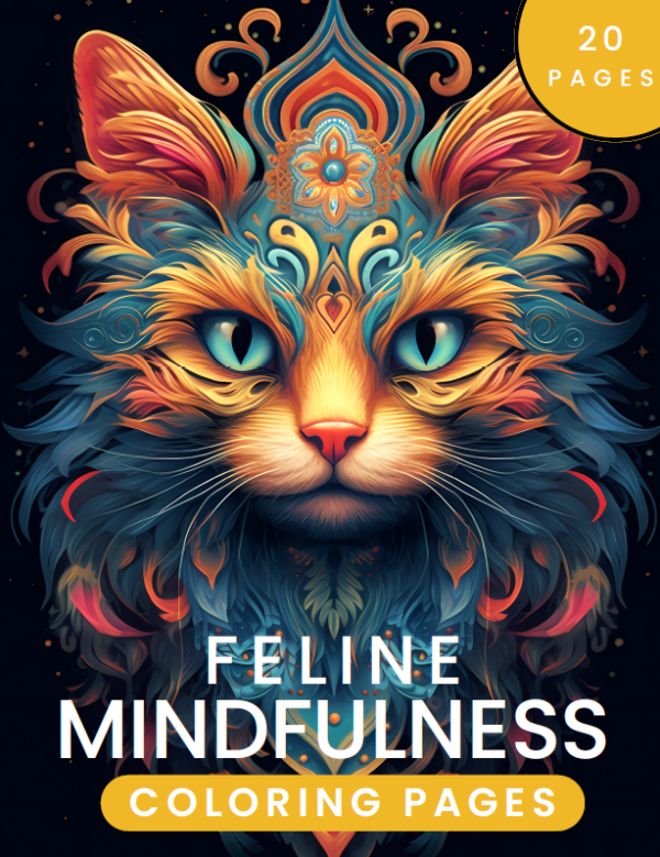 Feline Printable Coloring Book For Adults | Stress Relieving | PDF Instant download