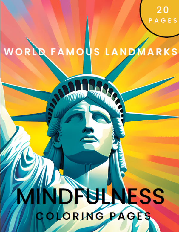 Mindfulness World Famous Landmark Coloring Book | Stress Relieving | PDF Instant download